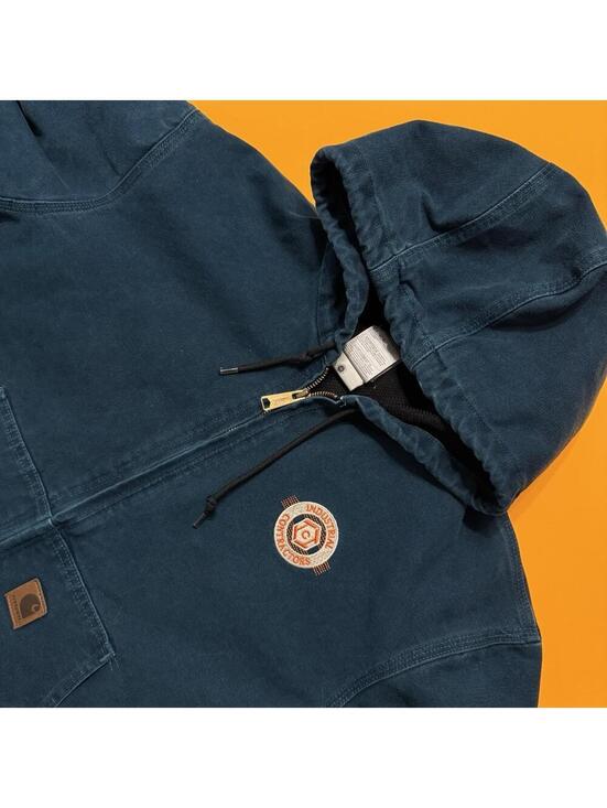 Carhartt Other - Vintage Rare Carhartt J25 DTL Dark Teal Insulated Full Zip Hooded Work Jacket L